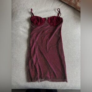 Outcast Burgundy Beaded Slip Dress
